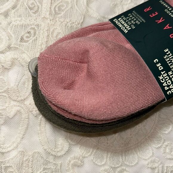 Ted Baker Pink Green Beige High Quarter Crew Floral Embroidery Stretch Socks 3pk - Picture 12 of 16